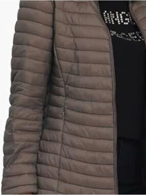 Lightweight Quilted Puffer Coat - Taupe
